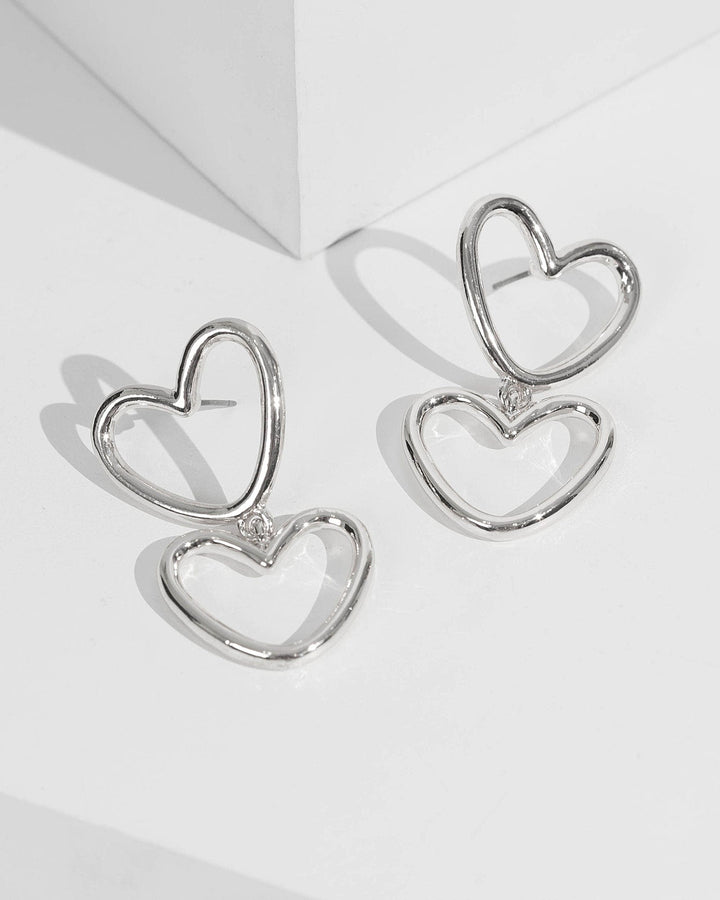 Silver Hearts Drop Earrings | Earrings