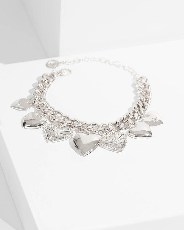 Colette by Colette Hayman Silver Hearts Pendant Charm Bracelet