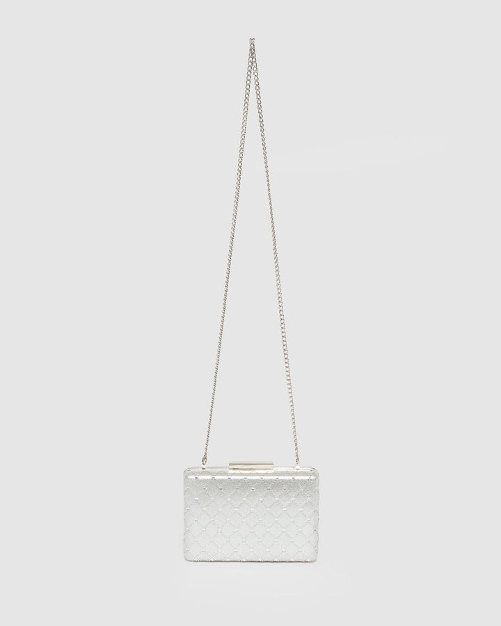 Silver Inaya Crystal Clutch Bag | Clutch Bags
