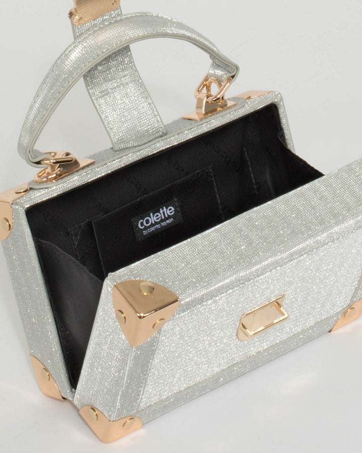 Silver Kendall Round Lock Bag | Clutch Bags
