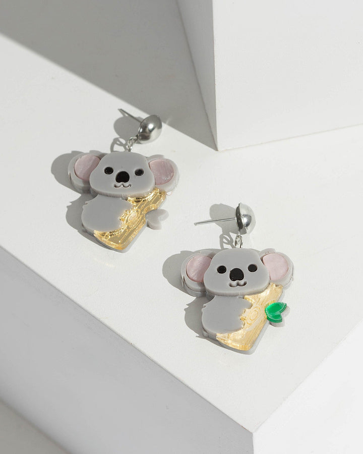 Silver Koala And Tree Drop Earrings | Earrings