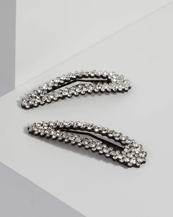 Silver Large Crystal Hair Clips | Hair Accessories