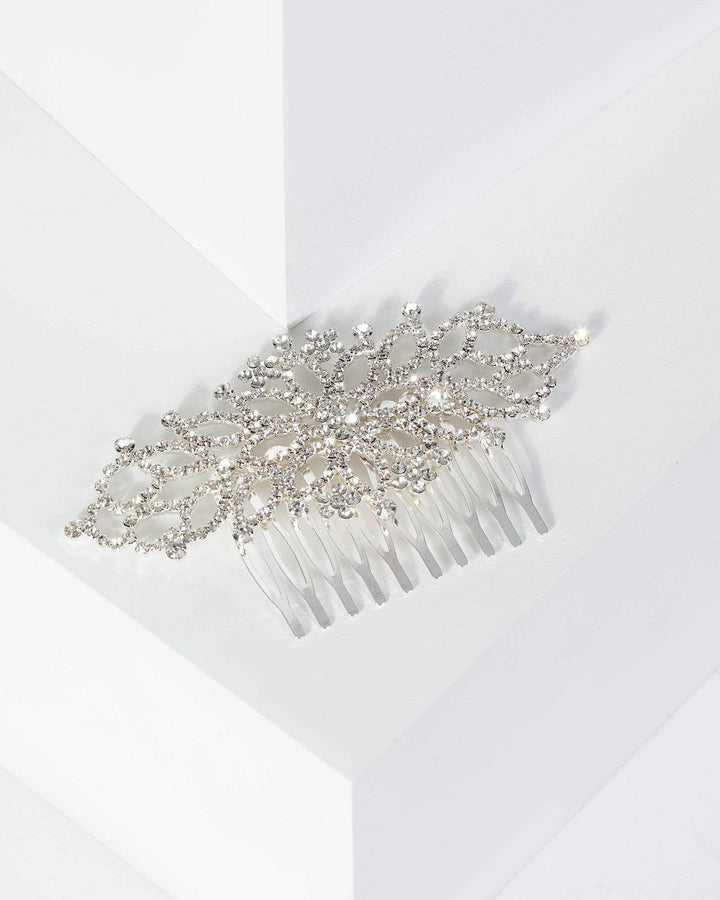 Silver Large Diamante Hair Slide | Accessories