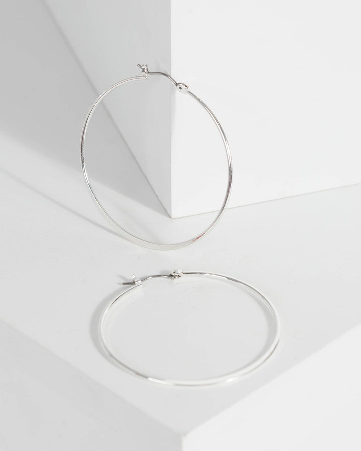 Silver Large Metal Hoop Earrings | Earrings