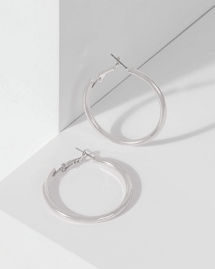 Silver Large Simple Hoop Earrings | Earrings