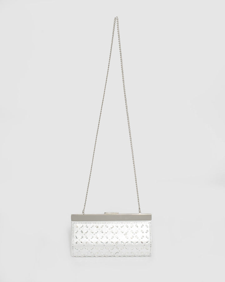 Silver Lauren Embellished Clutch Bag | Clutch Bags