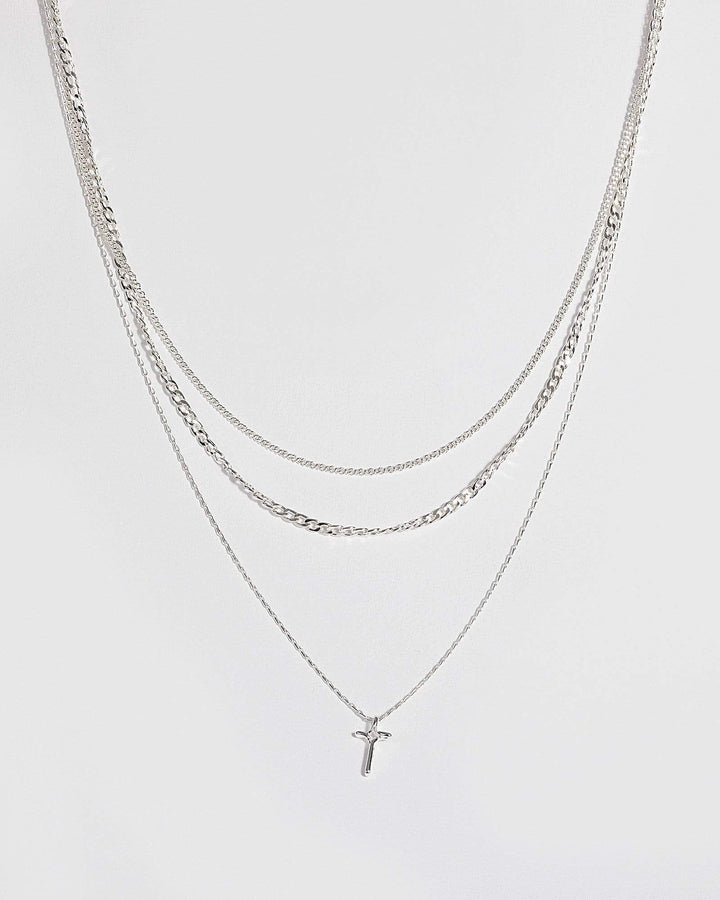 Silver Layer Cross Pendant Necklace | Necklaces