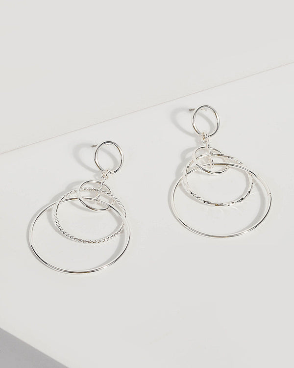 Silver Layered Metal Drop Earrings | Earrings