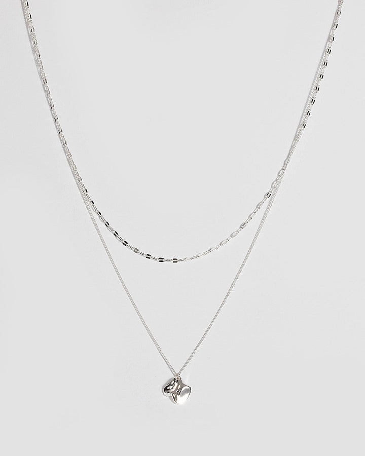 Silver Layered Organic Pendant Necklace | Necklaces