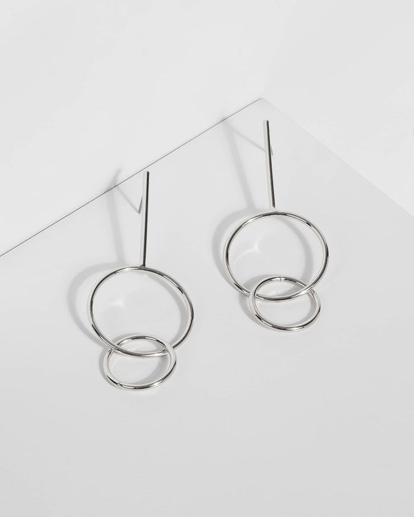 Silver Linked Hoop Drop Earrings | Earrings