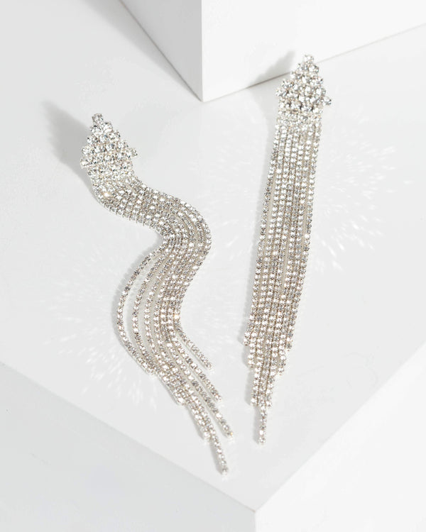 Colette by Colette Hayman Silver Long Sparkle Drop Earrings