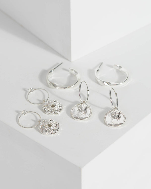 Colette by Colette Hayman Silver Medallion Multi Pack Earrings