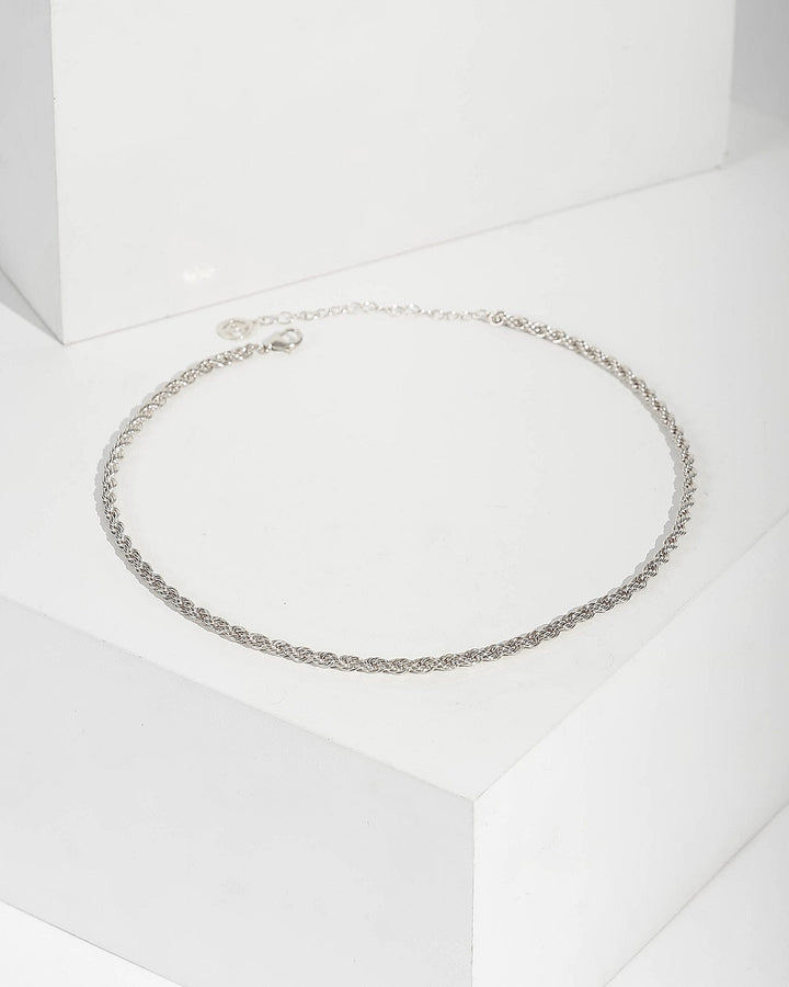 Silver Medium Twisted Chain Necklace | Necklaces