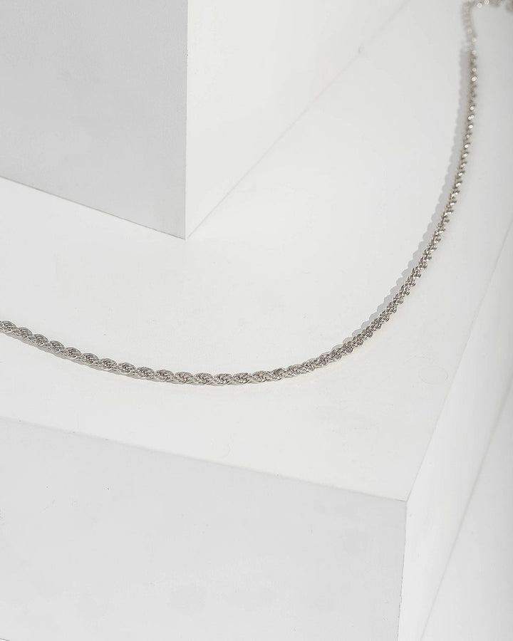 Silver Medium Twisted Chain Necklace | Necklaces