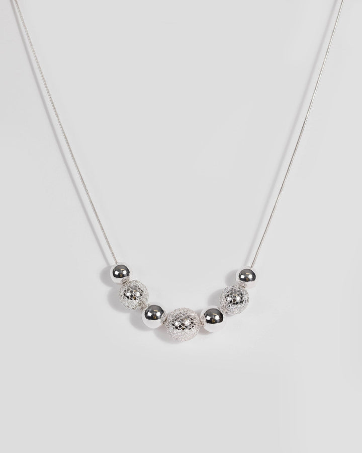 Silver Mesh Beaded Necklace | Necklaces