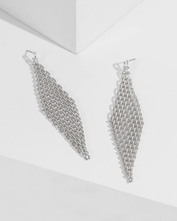 Silver Mesh Drop Earrings | Earrings