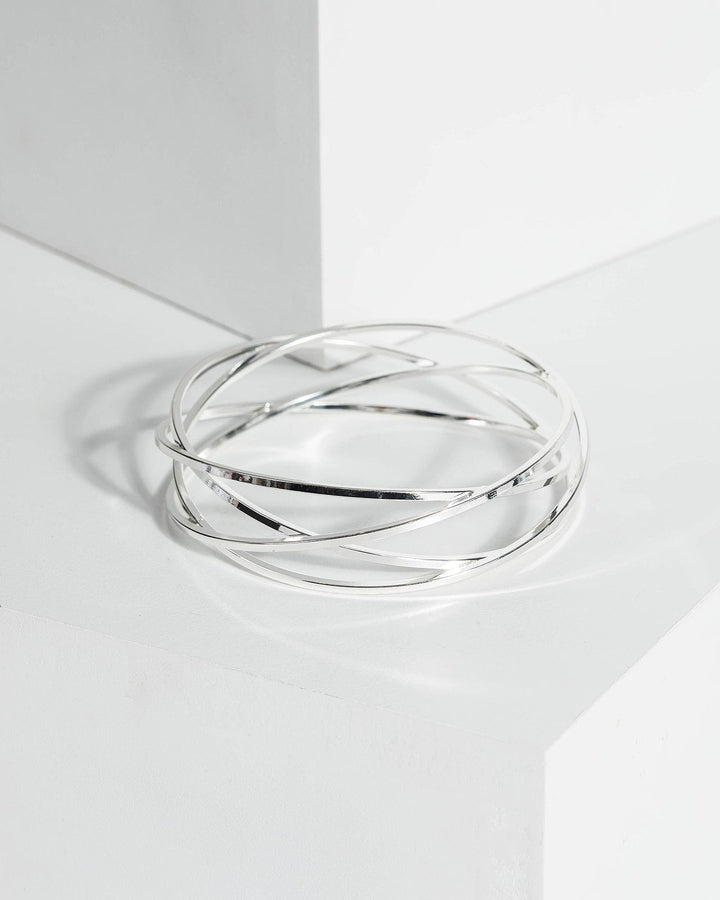 Silver Metal Crossover Bangle | Wristwear