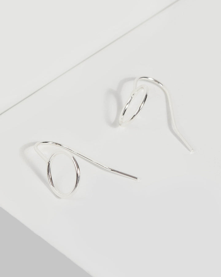 Silver Metal Hoop Back Drop Earrings | Earrings