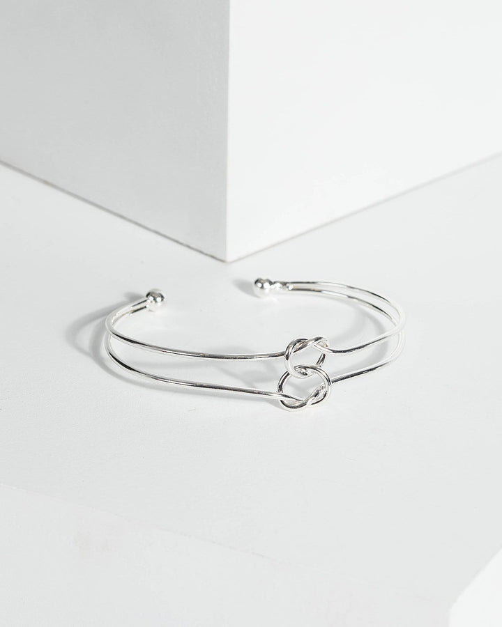 Silver Metal Knotted Cuff Bracelet | Wristwear