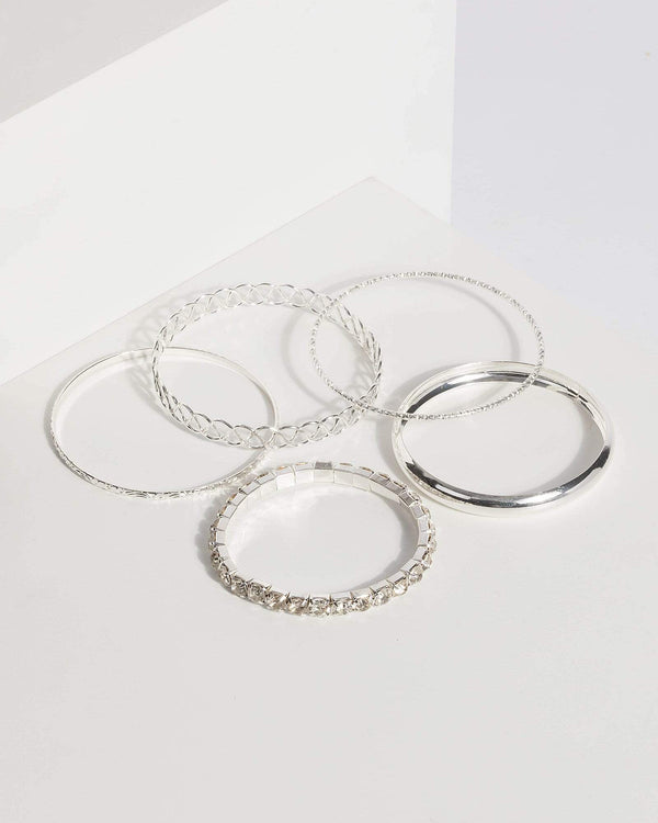Silver Metal Layered Bracelet Set | Wristwear