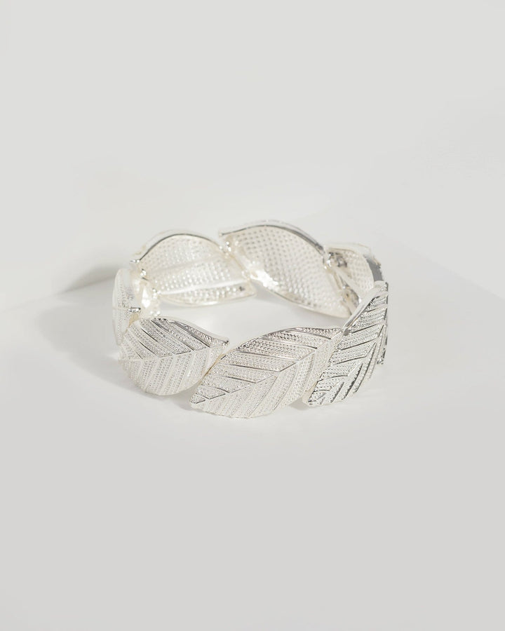Silver Metal Leaf Stretch Bracelet | Wristwear