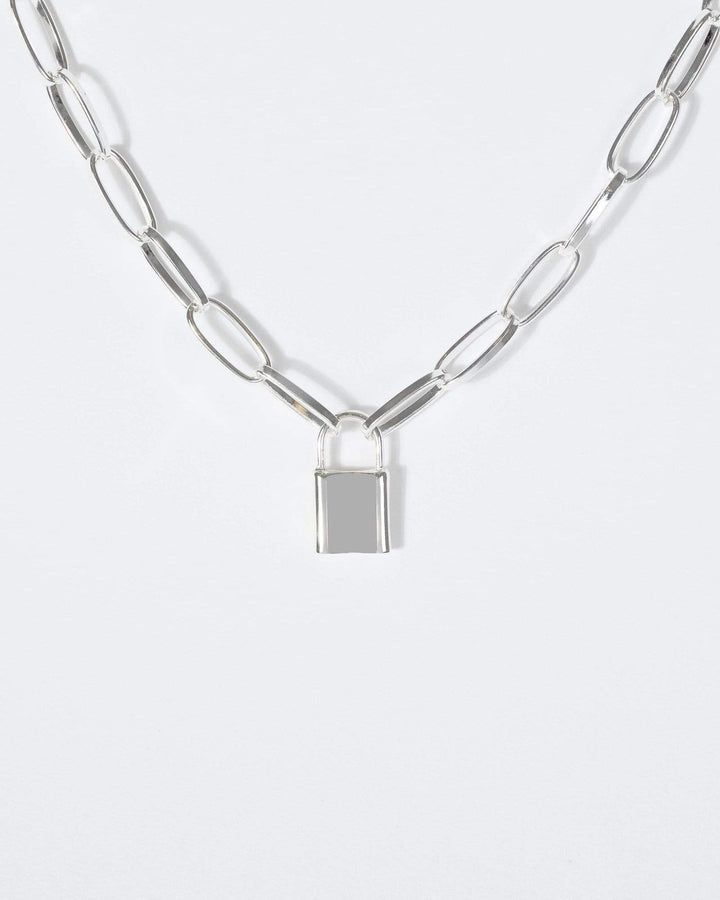 Silver Metal Padlock Necklace | Necklaces