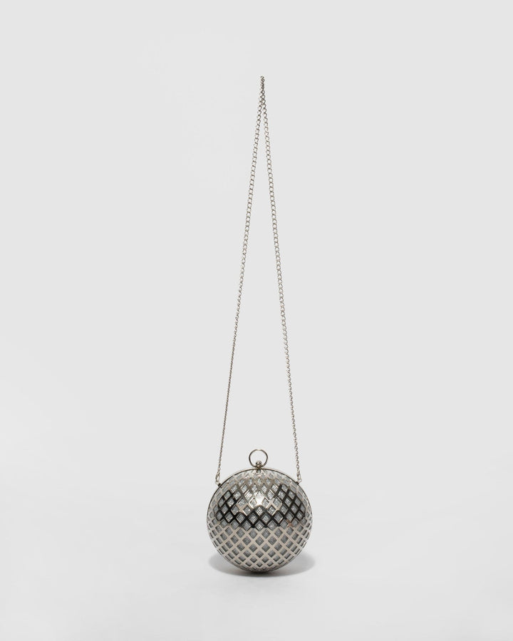 Silver Miley Geo Round Clutch Bag | Clutch Bags