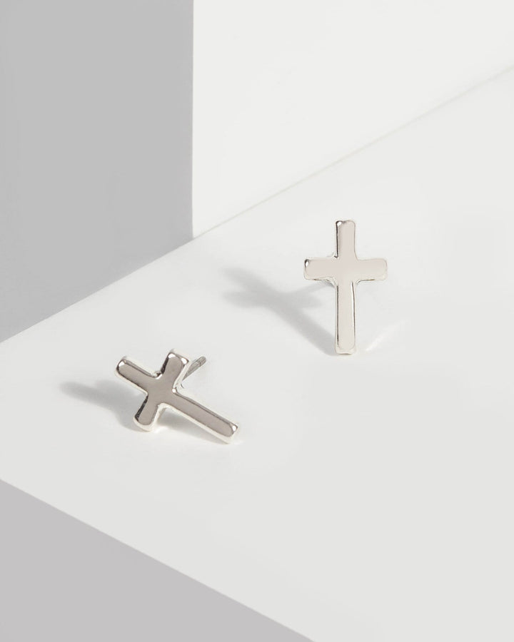 Silver Mini Cross Earrings | Earrings