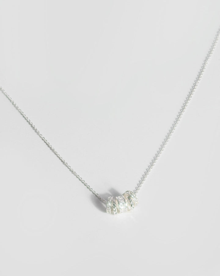 Silver Mini Diamante Textured Necklace | Necklaces