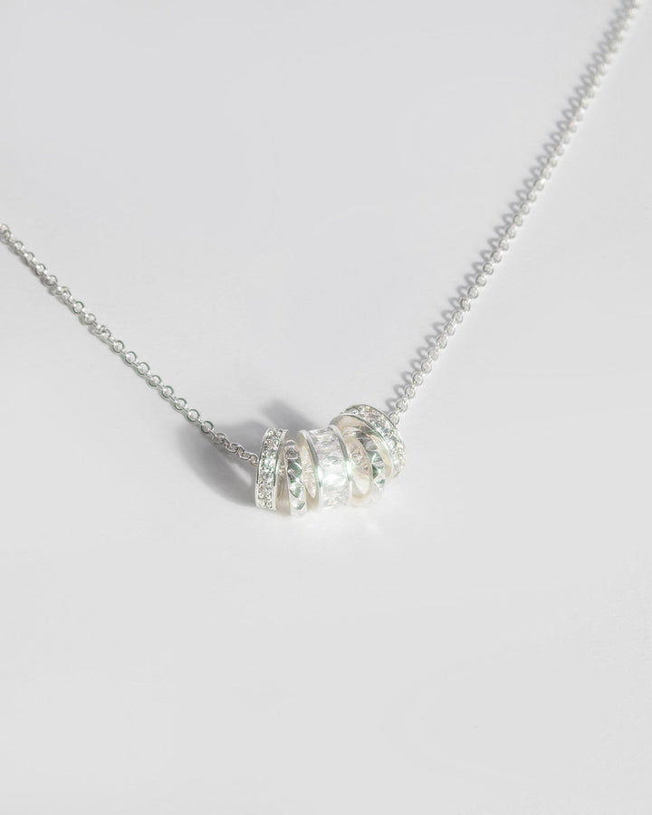 Silver Mini Diamante Textured Necklace | Necklaces