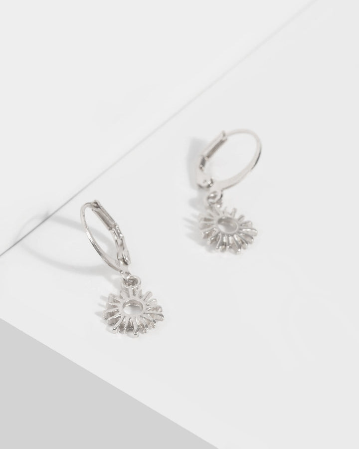 Silver Mini Hoop Starburst Earrings | Earrings