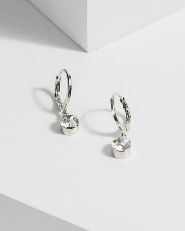 Silver Mini Hoop With Crystal Earrings | Earrings