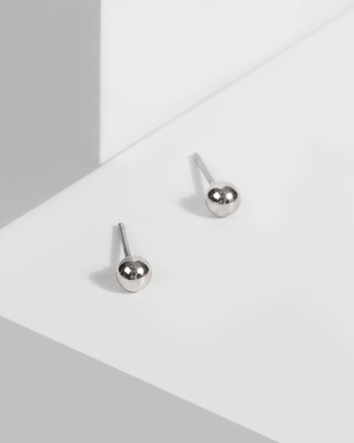 Silver Mini Metal Ball Stud Earrings | Earrings