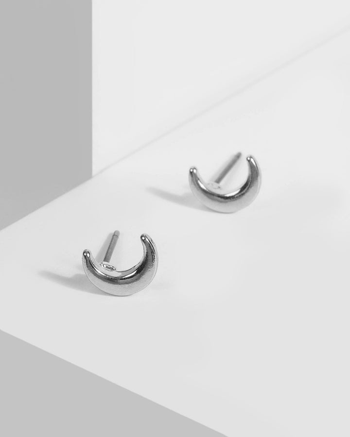 Silver Mini Moon Stud Earrings | Earrings
