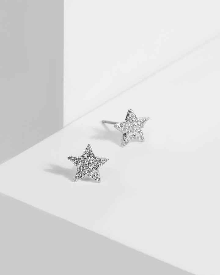 Silver Mini Textured Star Stud Earrings | Earrings