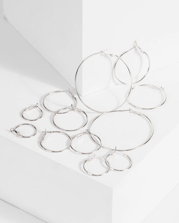 Silver Mixed Size Fine Hoop 6 Pack | Earrings