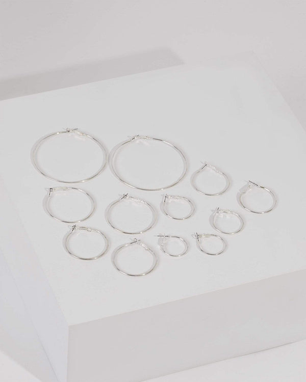 Silver Mixed Size Hoop Earring Set | Earrings