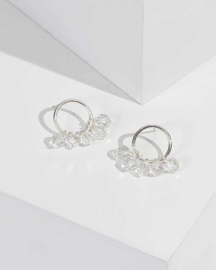 Silver Multi Beaded Circle Drop Earrings | Earrings