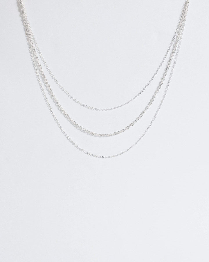 Silver Multi Chain Hoop Pendant Necklace | Necklaces
