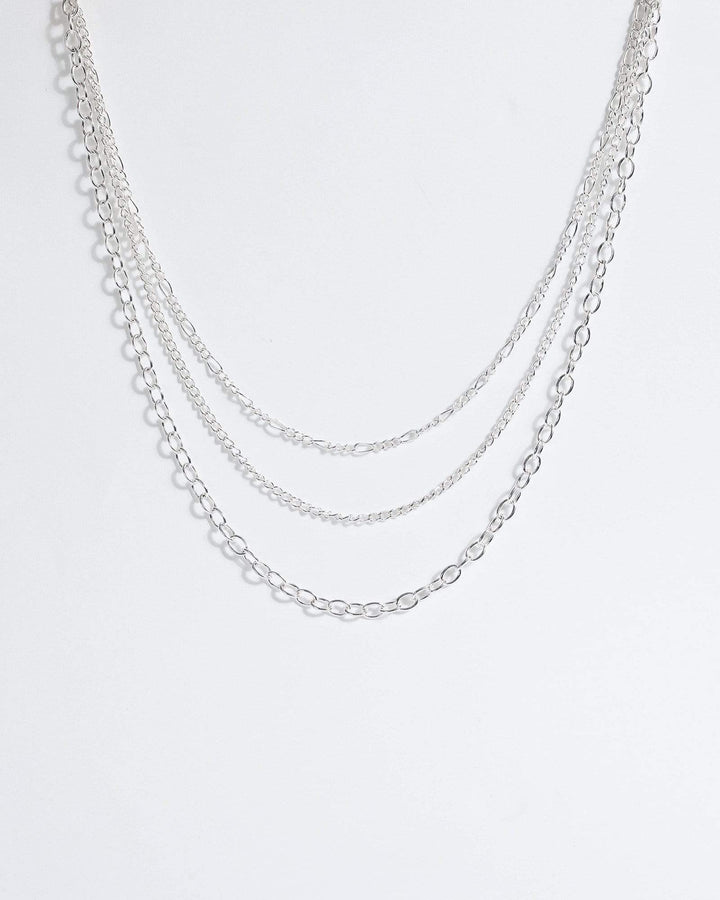 Silver Multi Chain Layered Necklace | Necklaces