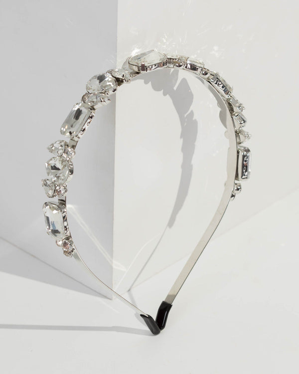 Silver Multi Crystal Detail Headband | Hair Accessories