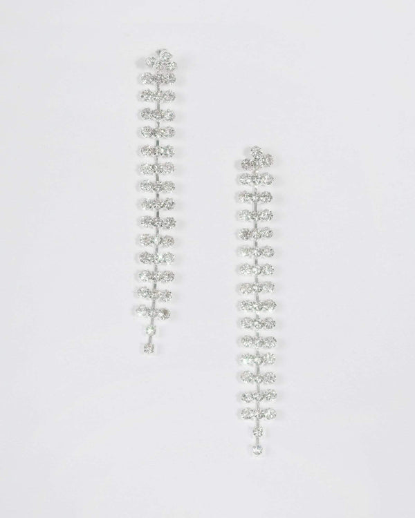 Silver Multi Crystal Drop Earrings | Earrings