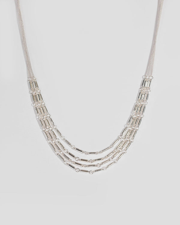 Colette by Colette Hayman Silver Multi Layer Metal Necklace