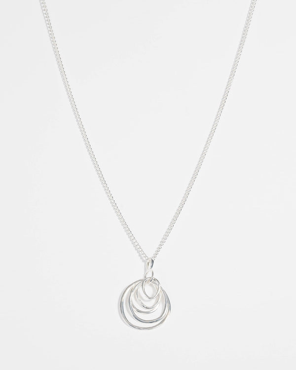 Colette by Colette Hayman Silver Multi Organic Disc Drop Necklace