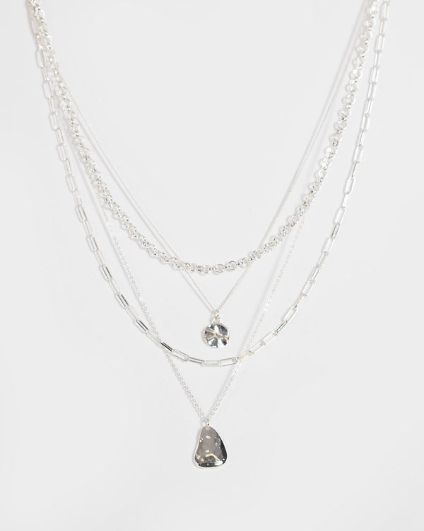 Silver Multi Organic Pendant Necklace | Necklaces