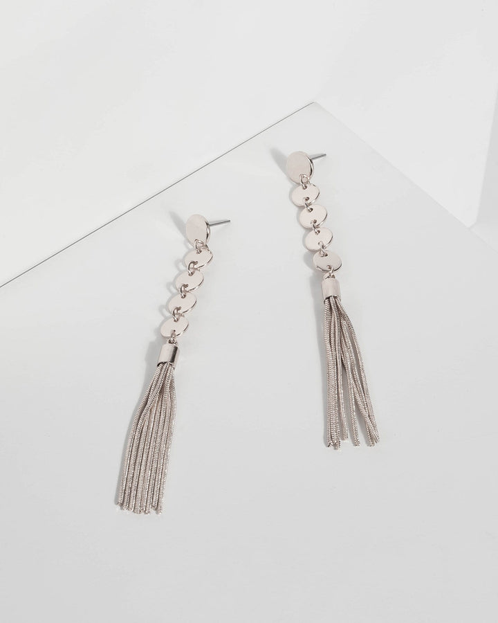 Silver Multi Tassel Drop Earrings | Earrings