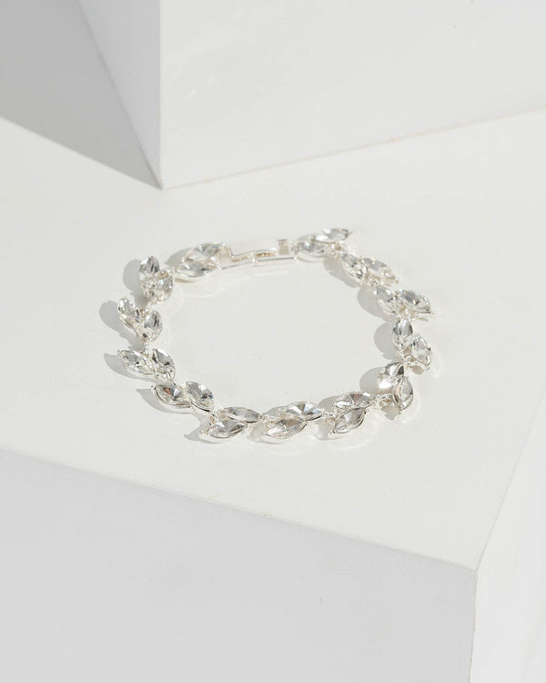 Silver Multi Teardrop Crystal Bracelet | Wristwear