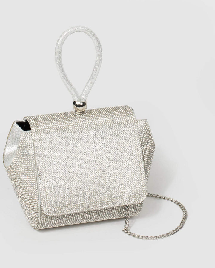 Silver Oralie Crystal Pouch | Mini Bags