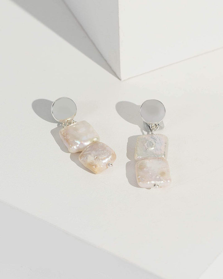 Silver Organic Pearl Drop Earrings | Earrings