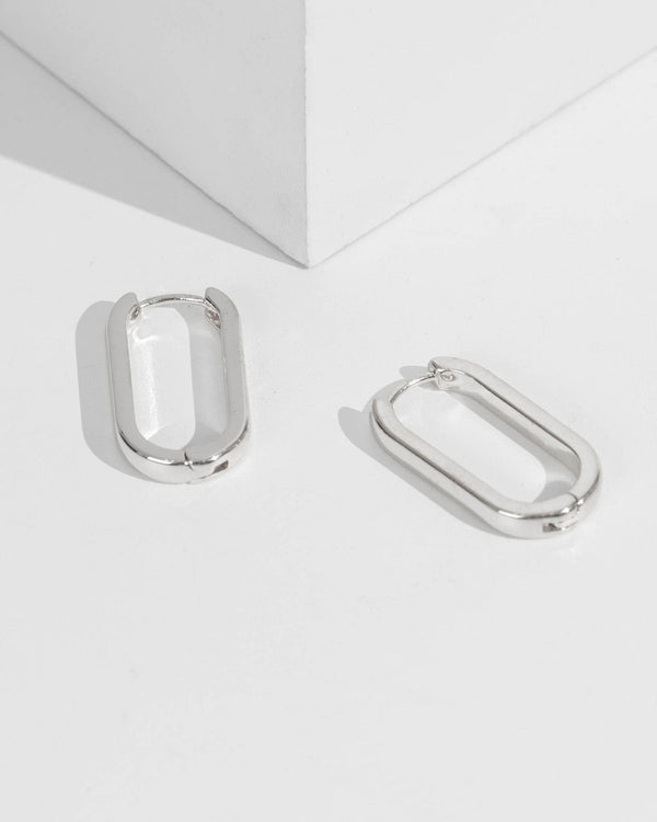 Silver Oval Hoop Earrings | Earrings